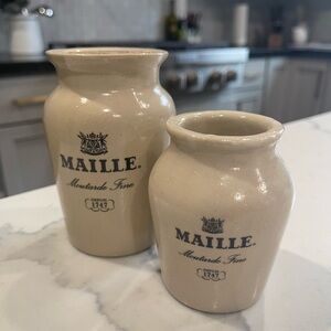 Vintage Maille Mustard Stoneware Jars